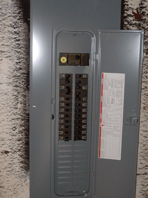A typical circuit breaker panel.
